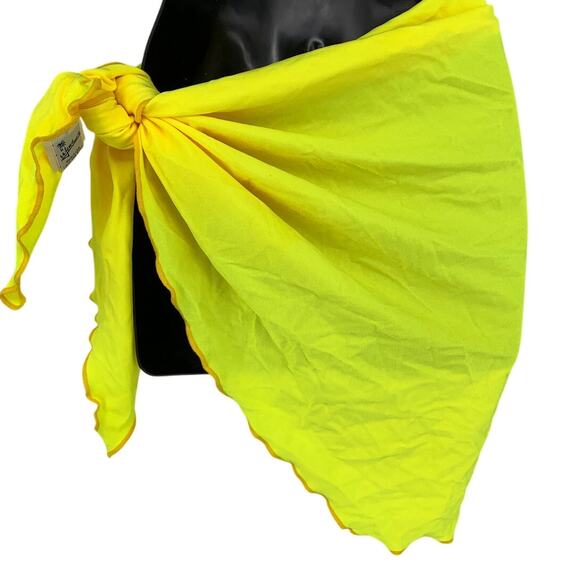 Ujena Vintage 90s Sarong Wrap Skirt One Size Swim Coverup Neon Yellow - Picture 3 of 3